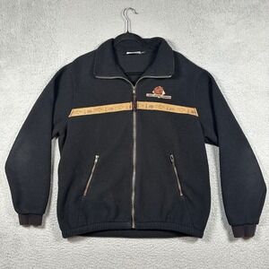 VTG The Shirt Company‎ Lake Louise Fleece Jacket Black Grizzly Bear Full Zip XL
